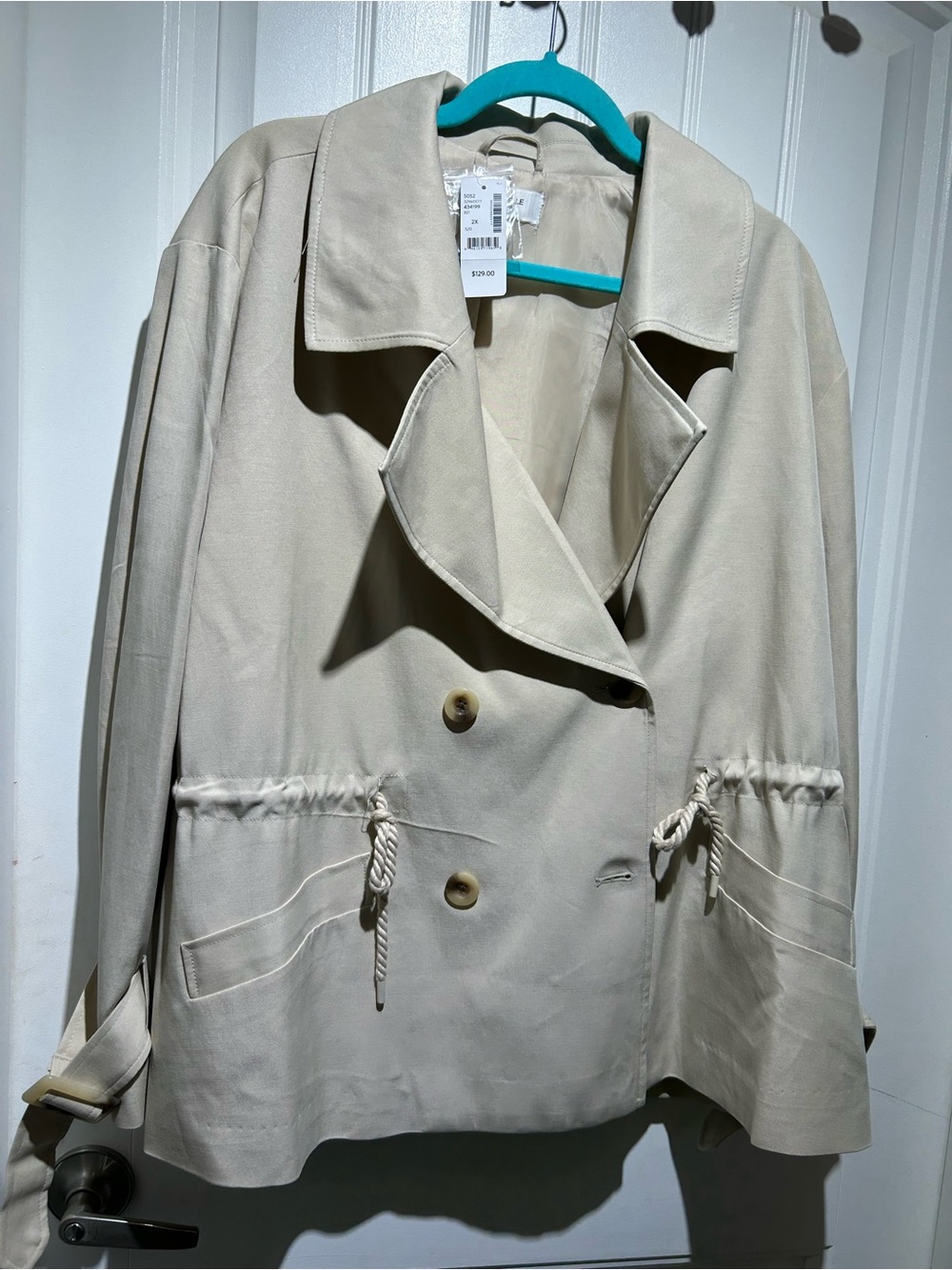 Addition Elle Light Beige Drawstring Trench Jacket